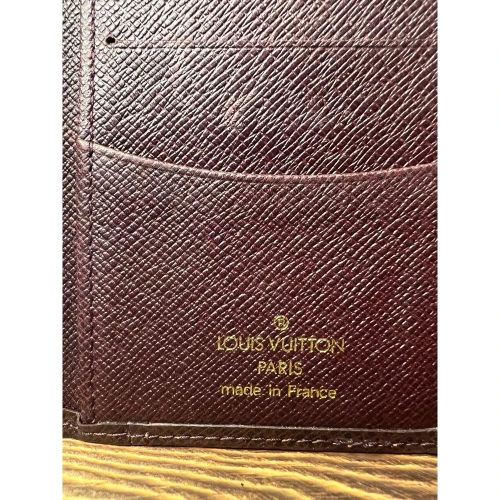 Louis Vuitton Pocket Organizer Taiga Leather Burgundy Card Holder MI0988 France